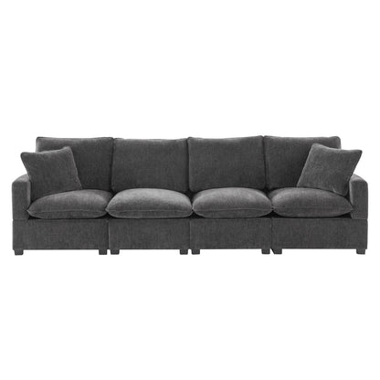 Canapé modulable, ensemble de canapés sectionnels 4 places en chenille avec 2 coussins inclus, à combiner librement