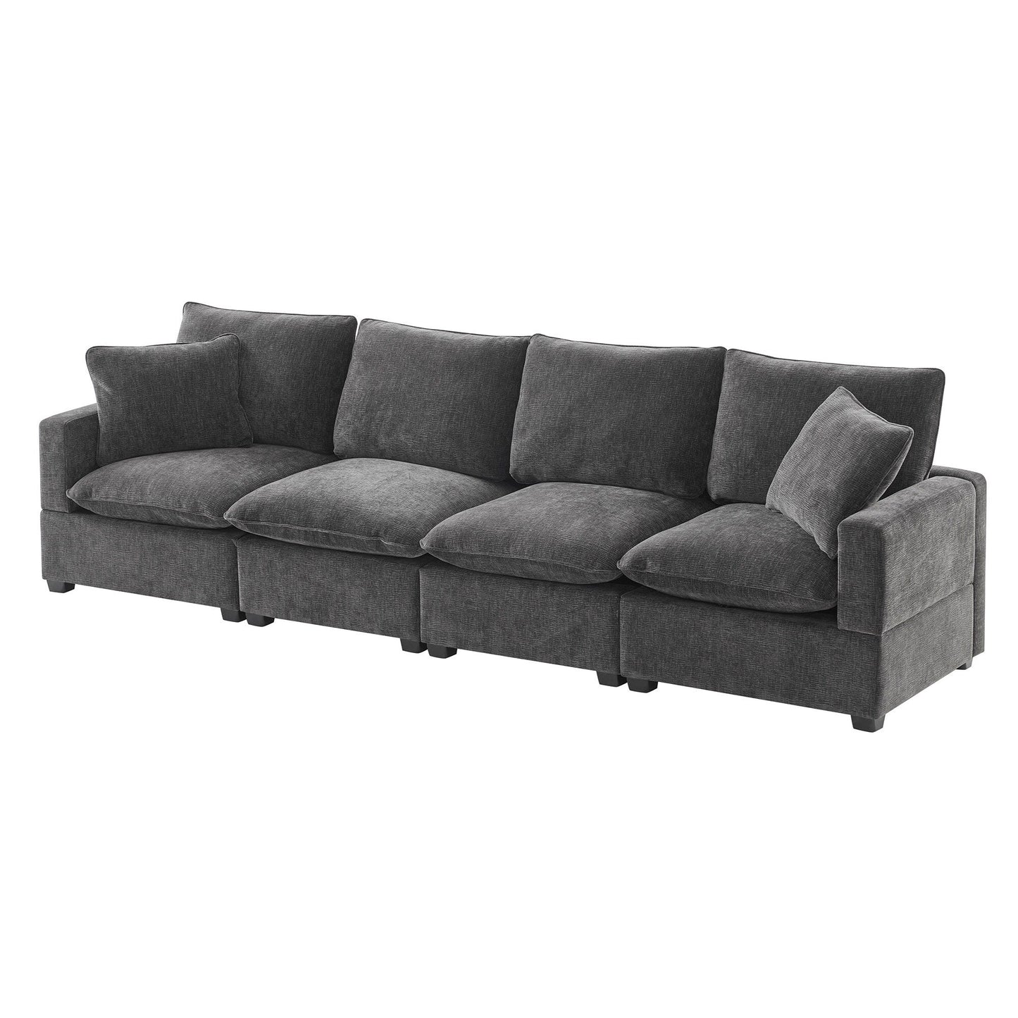 Canapé modulable, ensemble de canapés sectionnels 4 places en chenille avec 2 coussins inclus, à combiner librement
