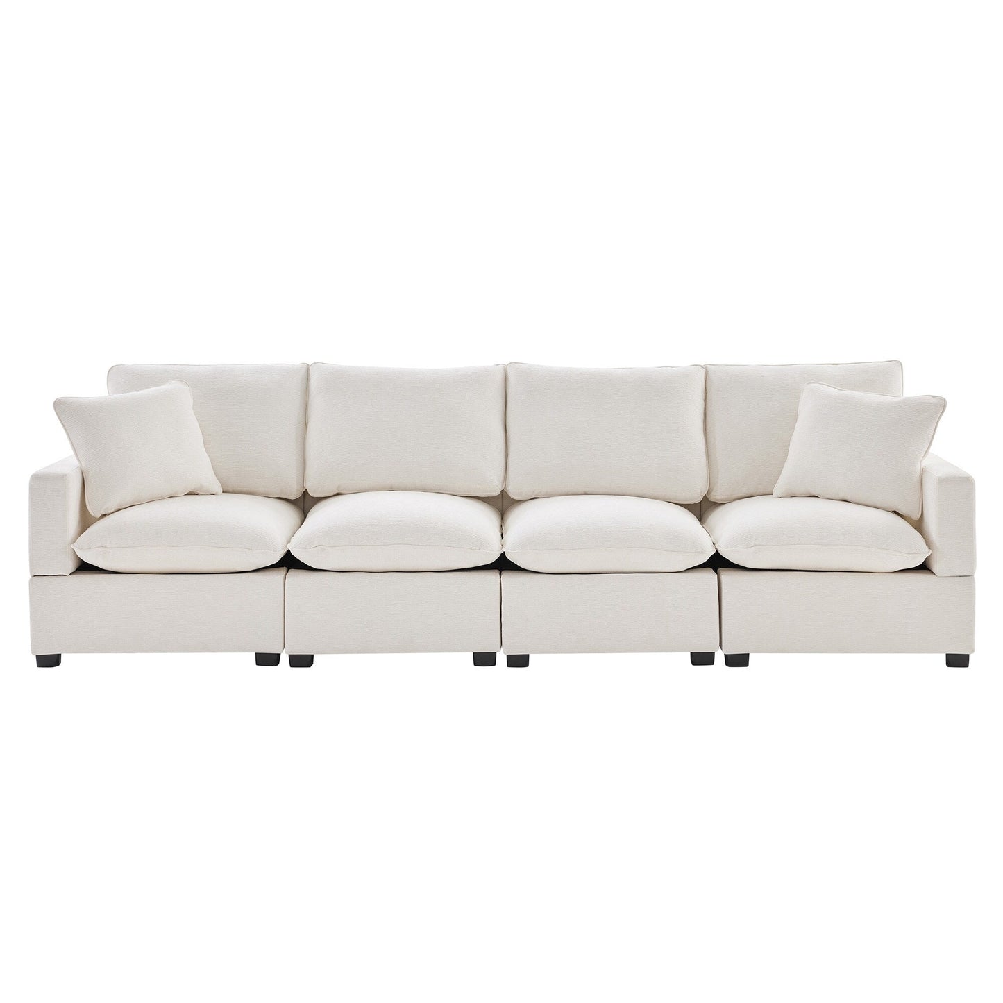 Canapé modulable, ensemble de canapés sectionnels 4 places en chenille avec 2 coussins inclus, à combiner librement