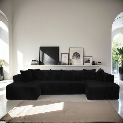 Canapé sectionnel modulaire en U 4 places avec chaise longue réversible pour salon et chambre à coucher