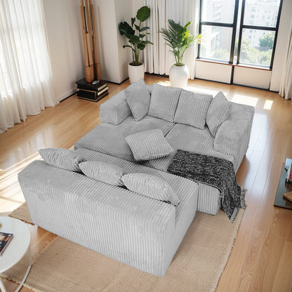 Canapé sectionnel modulaire en U 4 places avec chaise longue réversible pour salon et chambre à coucher