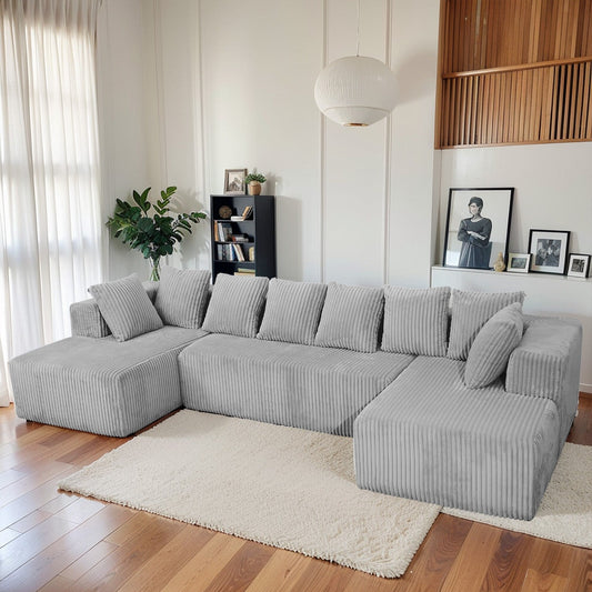 Canapé sectionnel modulaire en U 4 places avec chaise longue réversible pour salon et chambre à coucher