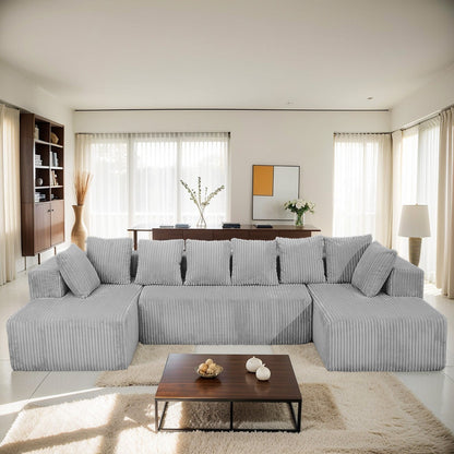 Canapé sectionnel modulaire en U 4 places avec chaise longue réversible pour salon et chambre à coucher