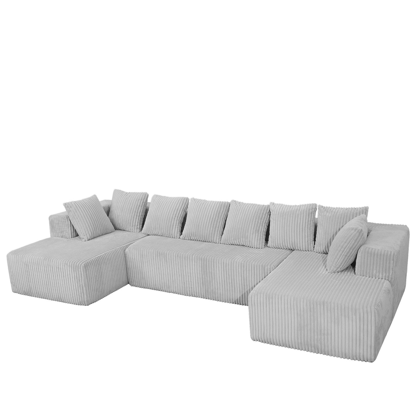 Canapé sectionnel modulaire en U 4 places avec chaise longue réversible pour salon et chambre à coucher