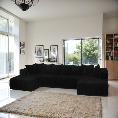 Canapé sectionnel modulaire en U 4 places avec chaise longue réversible pour salon et chambre à coucher
