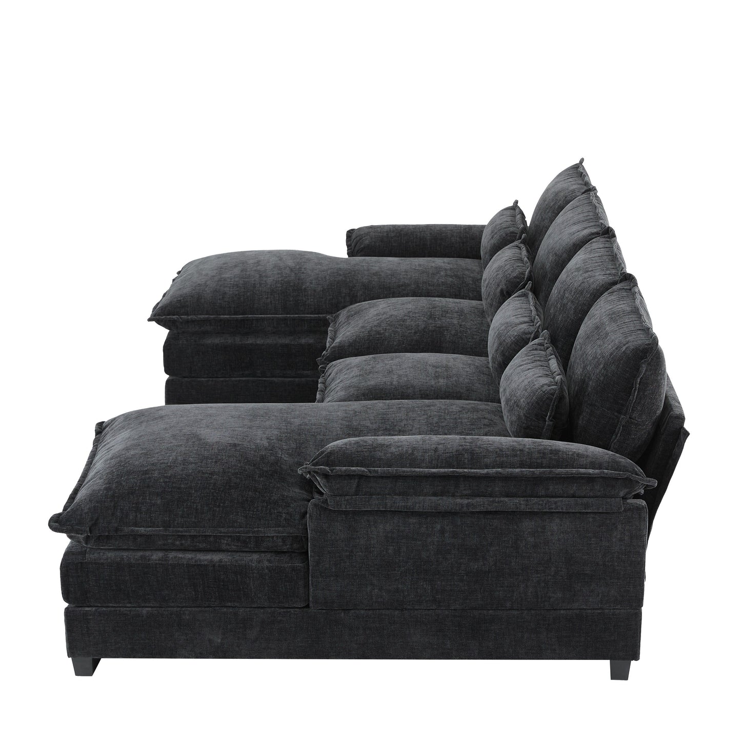 Canapé modulaire en U avec coussins de taille, 6 places symétriques rembourrées, ensemble de canapés en chenille Cloud avec méridienne