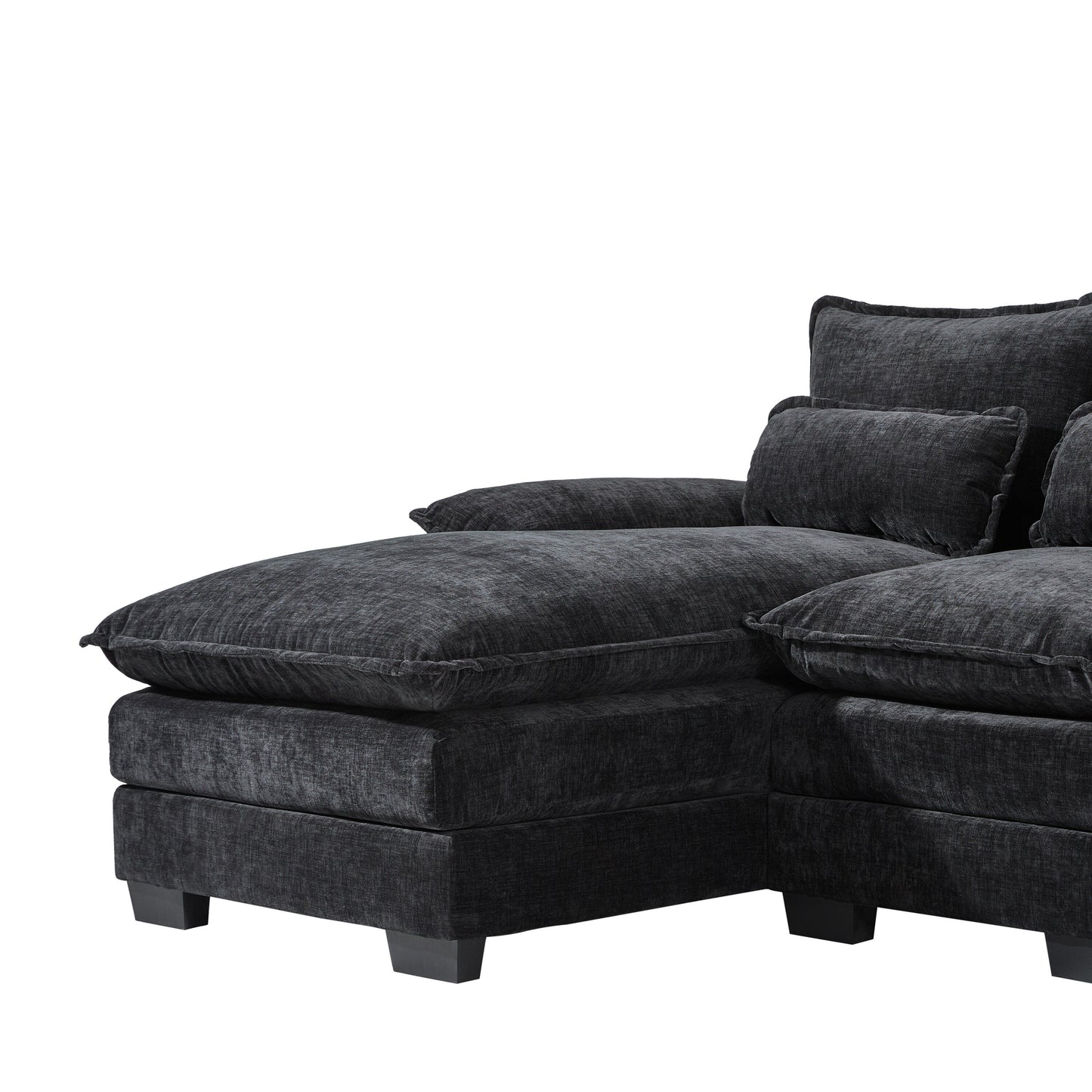 Canapé modulaire en U avec coussins de taille, 6 places symétriques rembourrées, ensemble de canapés en chenille Cloud avec méridienne