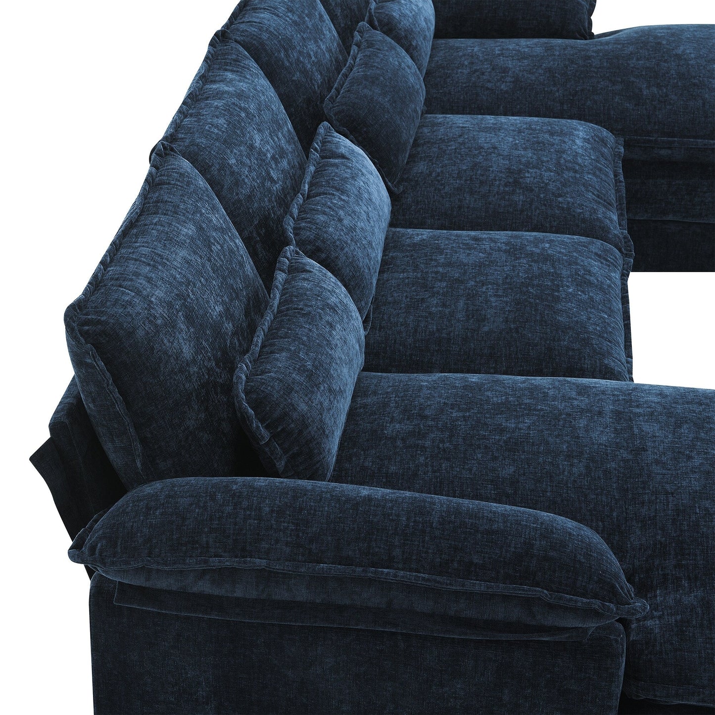 Canapé modulaire en U avec coussins de taille, 6 places symétriques rembourrées, ensemble de canapés en chenille Cloud avec méridienne