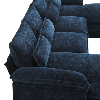 Canapé modulaire en U avec coussins de taille, 6 places symétriques rembourrées, ensemble de canapés en chenille Cloud avec méridienne