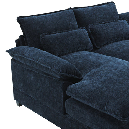 Canapé modulaire en U avec coussins de taille, 6 places symétriques rembourrées, ensemble de canapés en chenille Cloud avec méridienne