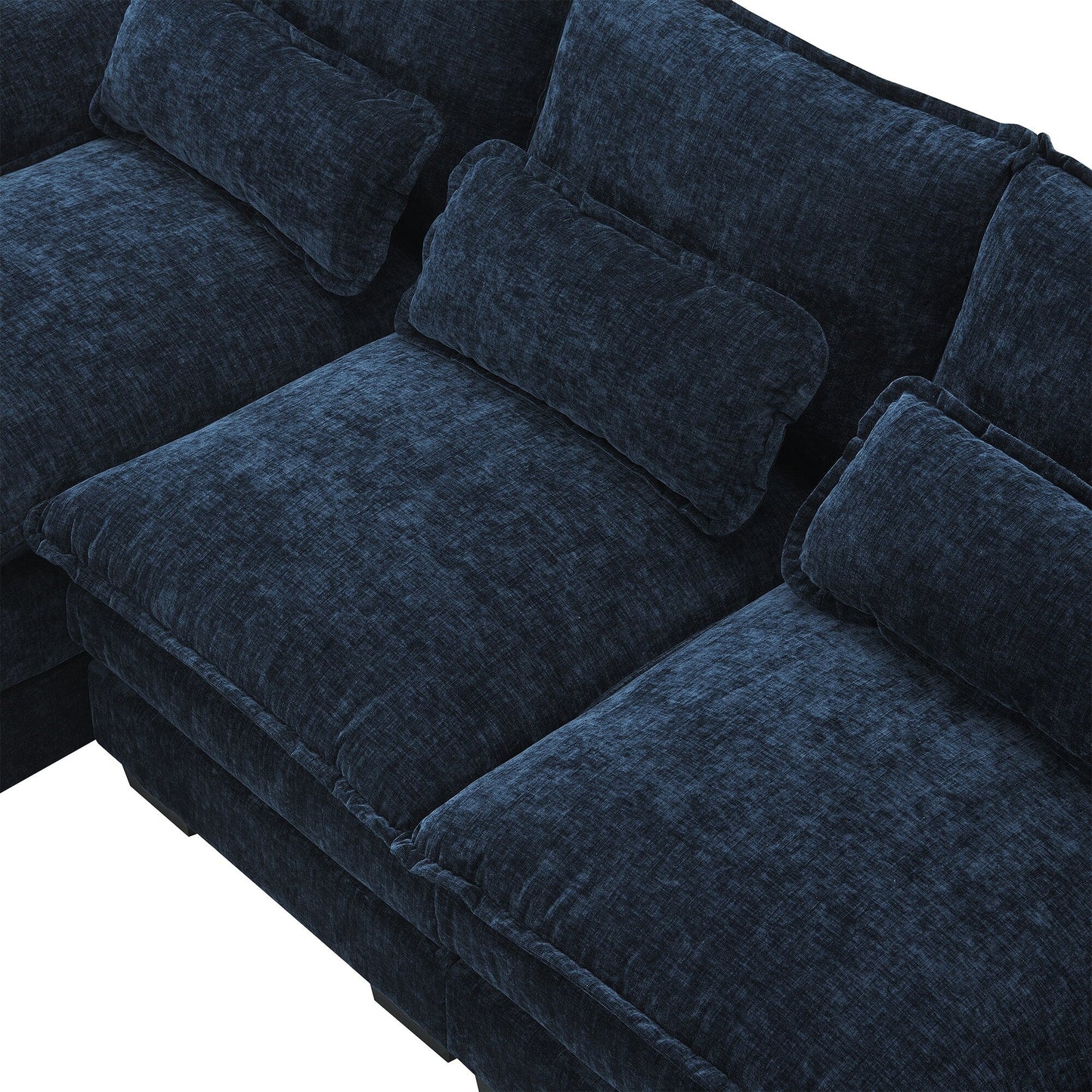 Canapé modulaire en U avec coussins de taille, 6 places symétriques rembourrées, ensemble de canapés en chenille Cloud avec méridienne