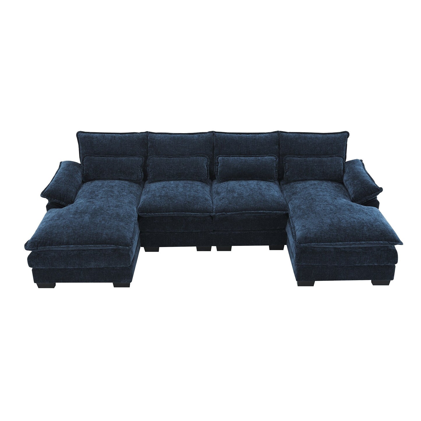 Canapé modulaire en U avec coussins de taille, 6 places symétriques rembourrées, ensemble de canapés en chenille Cloud avec méridienne