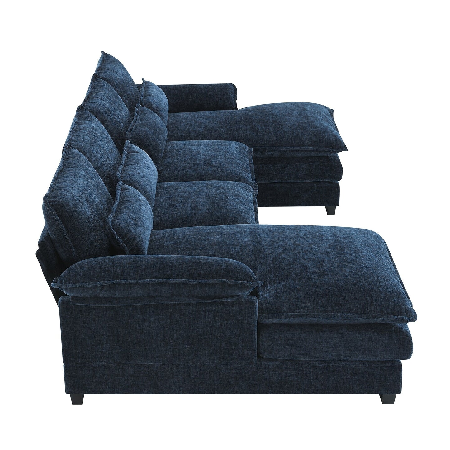 Canapé modulaire en U avec coussins de taille, 6 places symétriques rembourrées, ensemble de canapés en chenille Cloud avec méridienne