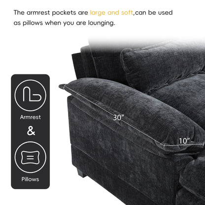 Canapé modulaire en U avec coussins de taille, 6 places symétriques rembourrées, ensemble de canapés en chenille Cloud avec méridienne