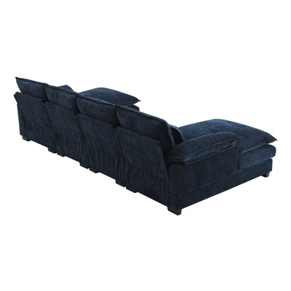 Canapé modulaire en U avec coussins de taille, 6 places symétriques rembourrées, ensemble de canapés en chenille Cloud avec méridienne