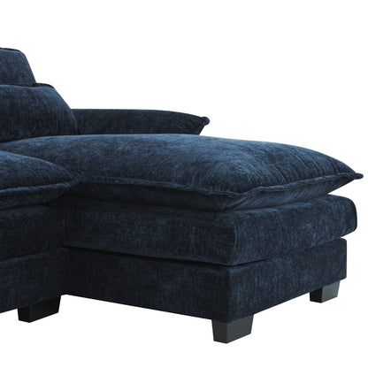 Canapé modulaire en U avec coussins de taille, 6 places symétriques rembourrées, ensemble de canapés en chenille Cloud avec méridienne