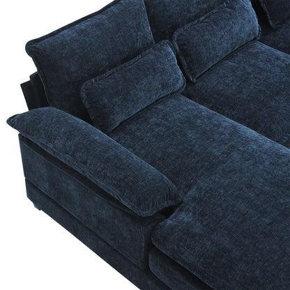 Canapé modulaire en U avec coussins de taille, 6 places symétriques rembourrées, ensemble de canapés en chenille Cloud avec méridienne