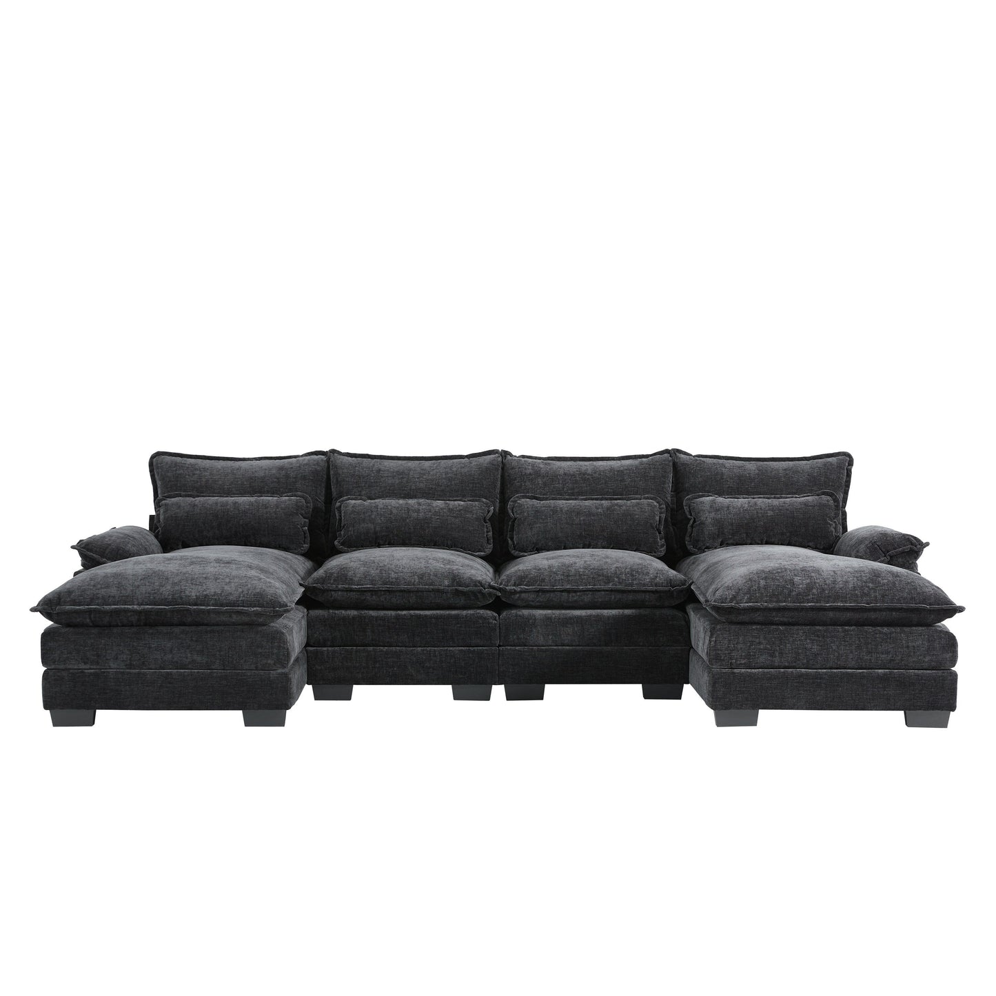 Canapé modulaire en U avec coussins de taille, 6 places symétriques rembourrées, ensemble de canapés en chenille Cloud avec méridienne