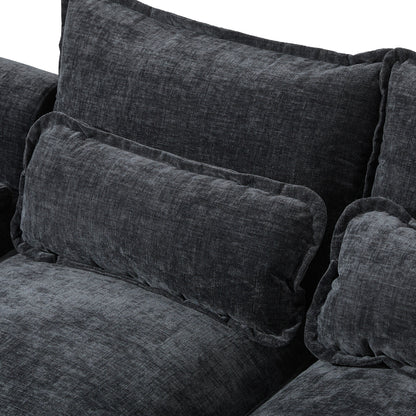 Canapé modulaire en U avec coussins de taille, 6 places symétriques rembourrées, ensemble de canapés en chenille Cloud avec méridienne