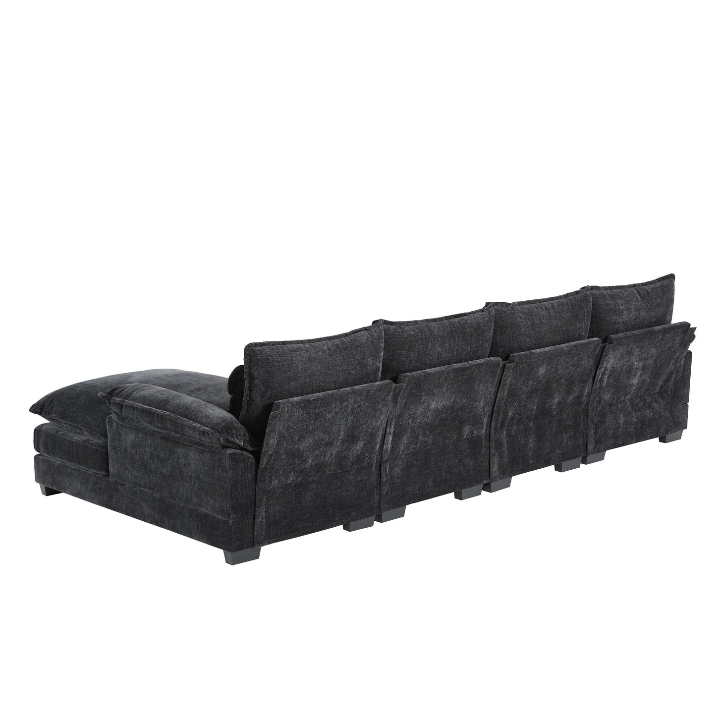 Canapé modulaire en U avec coussins de taille, 6 places symétriques rembourrées, ensemble de canapés en chenille Cloud avec méridienne