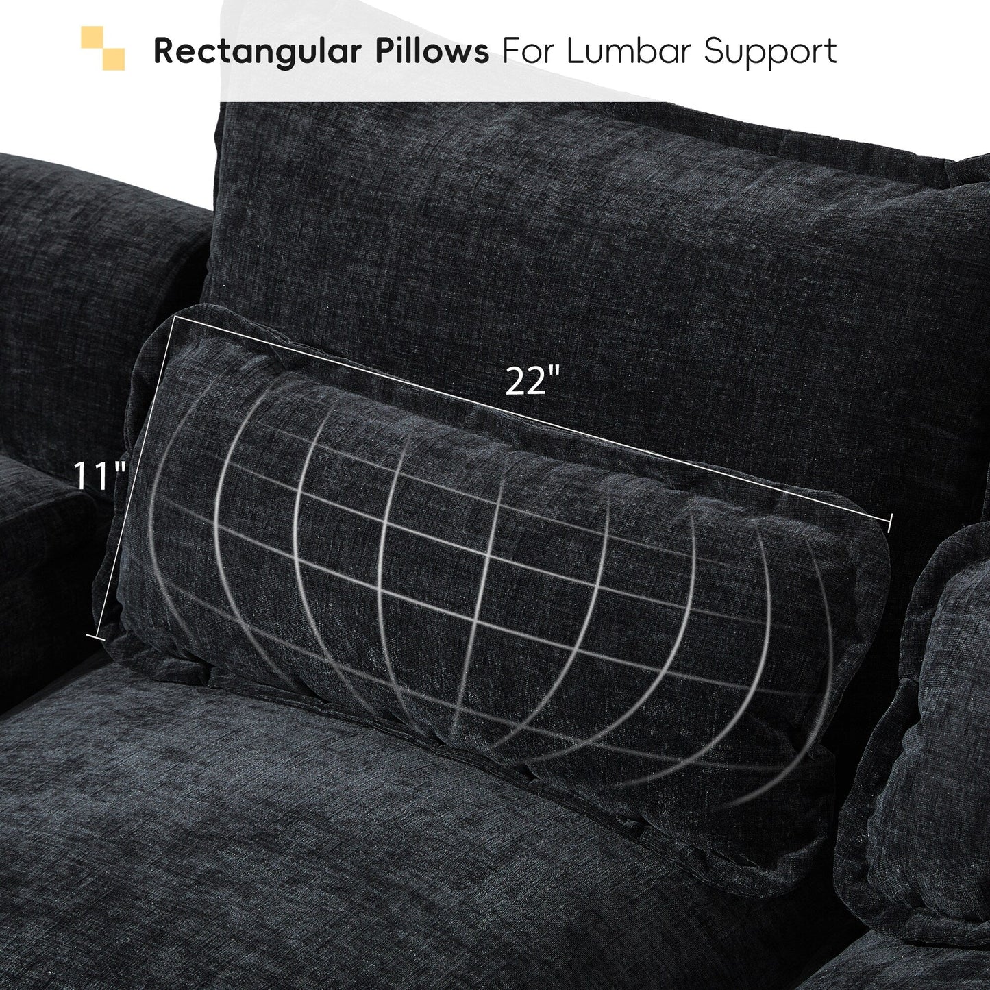 Canapé modulaire en U avec coussins de taille, 6 places symétriques rembourrées, ensemble de canapés en chenille Cloud avec méridienne