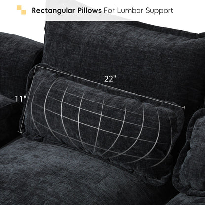 Canapé modulaire en U avec coussins de taille, 6 places symétriques rembourrées, ensemble de canapés en chenille Cloud avec méridienne