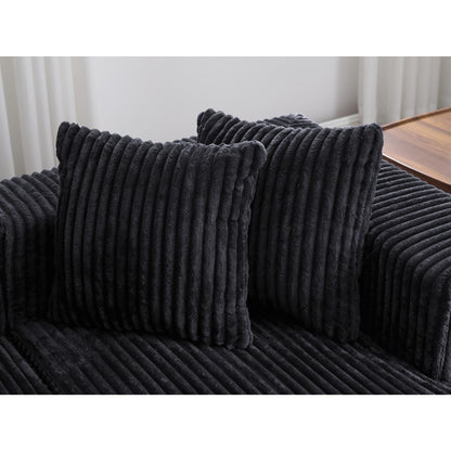 Canapé modulable en U en velours côtelé rayé 4 places avec 2 méridiennes et causeuse pour salon chambre