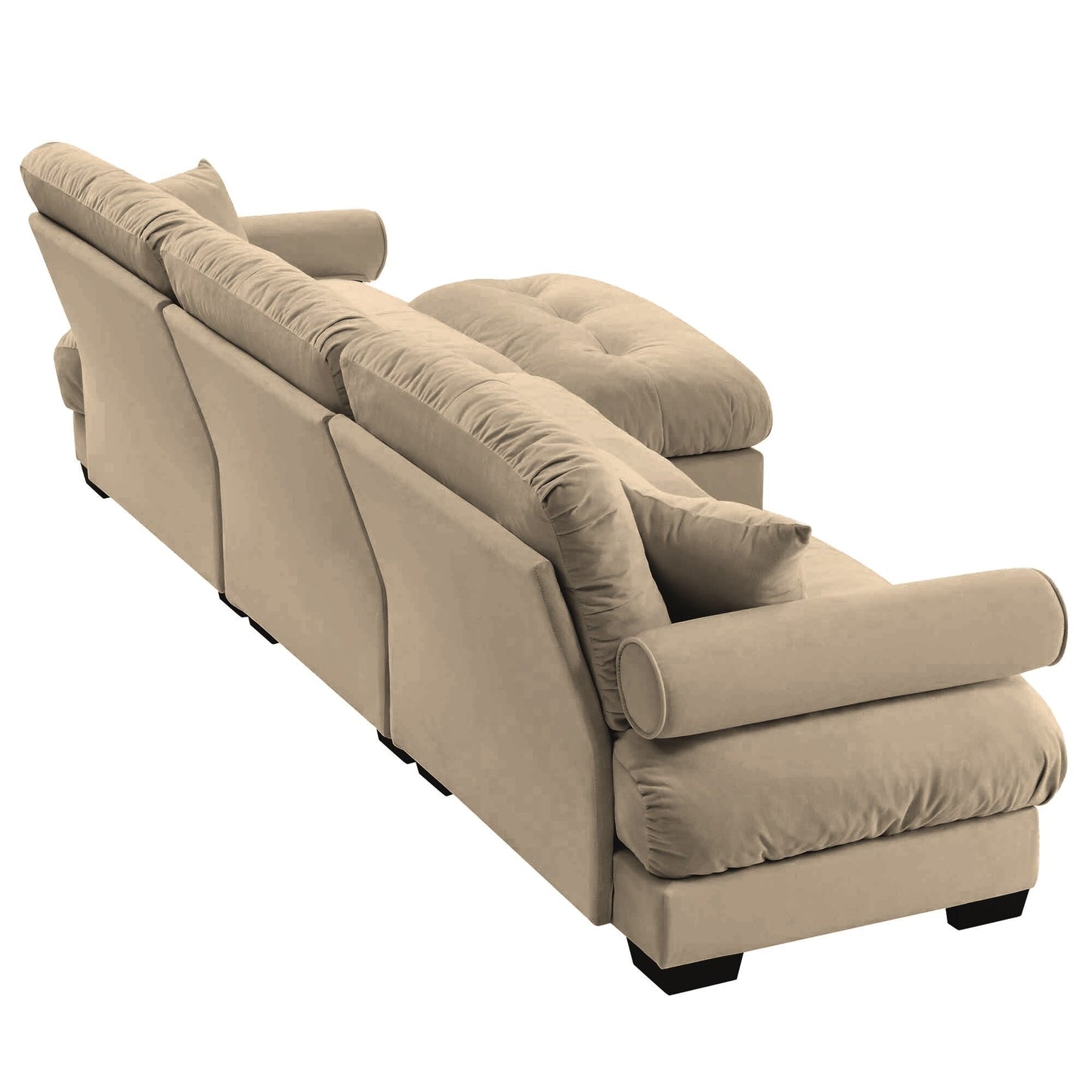 Canapé modulaire sectionnel en velours, siège profond, canapé nuage en forme de L avec pouf et accoudoirs renforcés pour le salon
