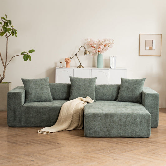Section modulaire avec chaise longue en L, canapé nuage, salon, chambre à coucher, canapé coussin moelleux - aucune installation requise