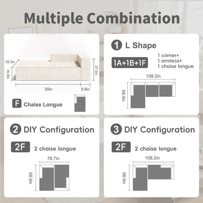 Canapés de compression en velours côtelé Module