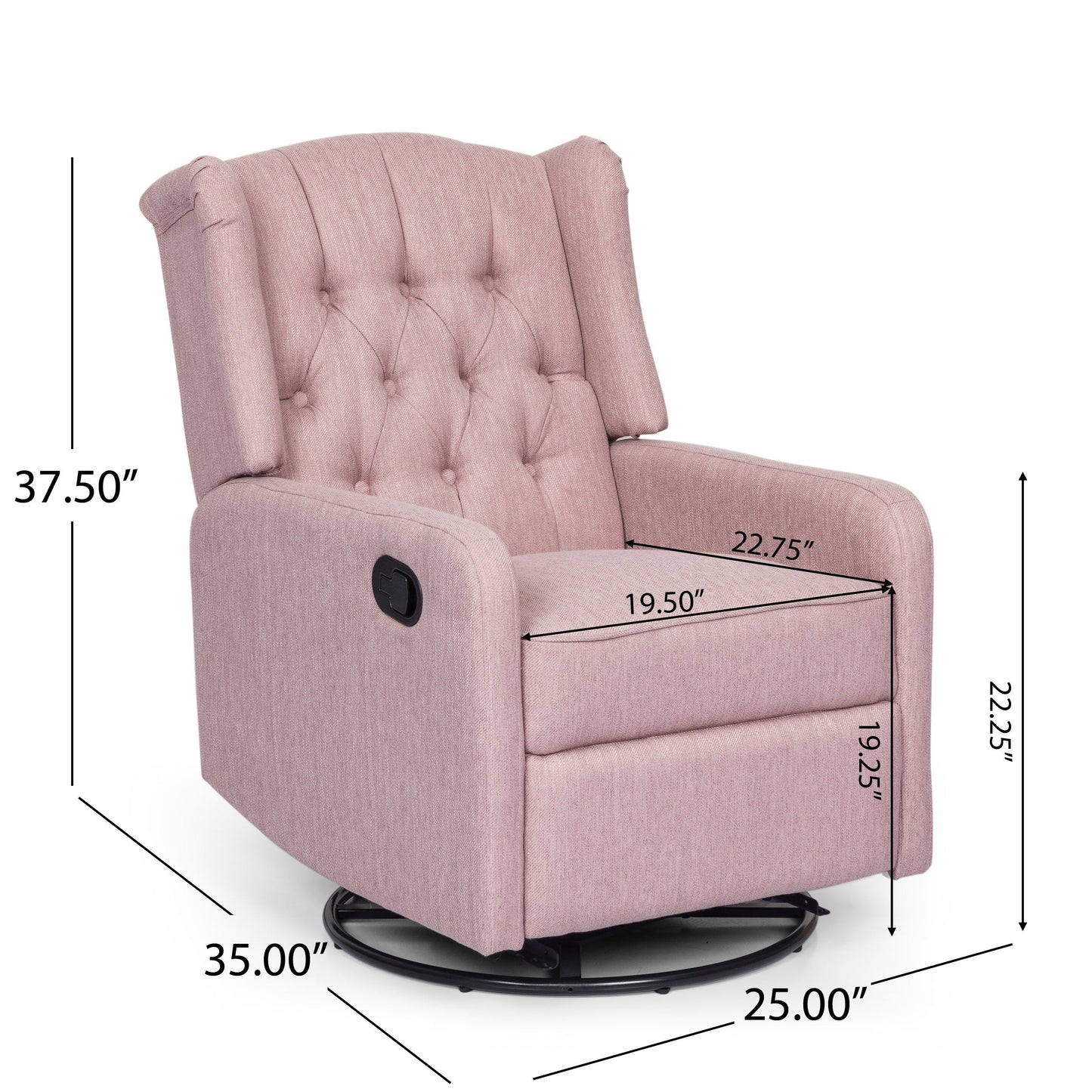 Fauteuil inclinable pivotant capitonné contemporain Mohaven par Christopher Knight Home