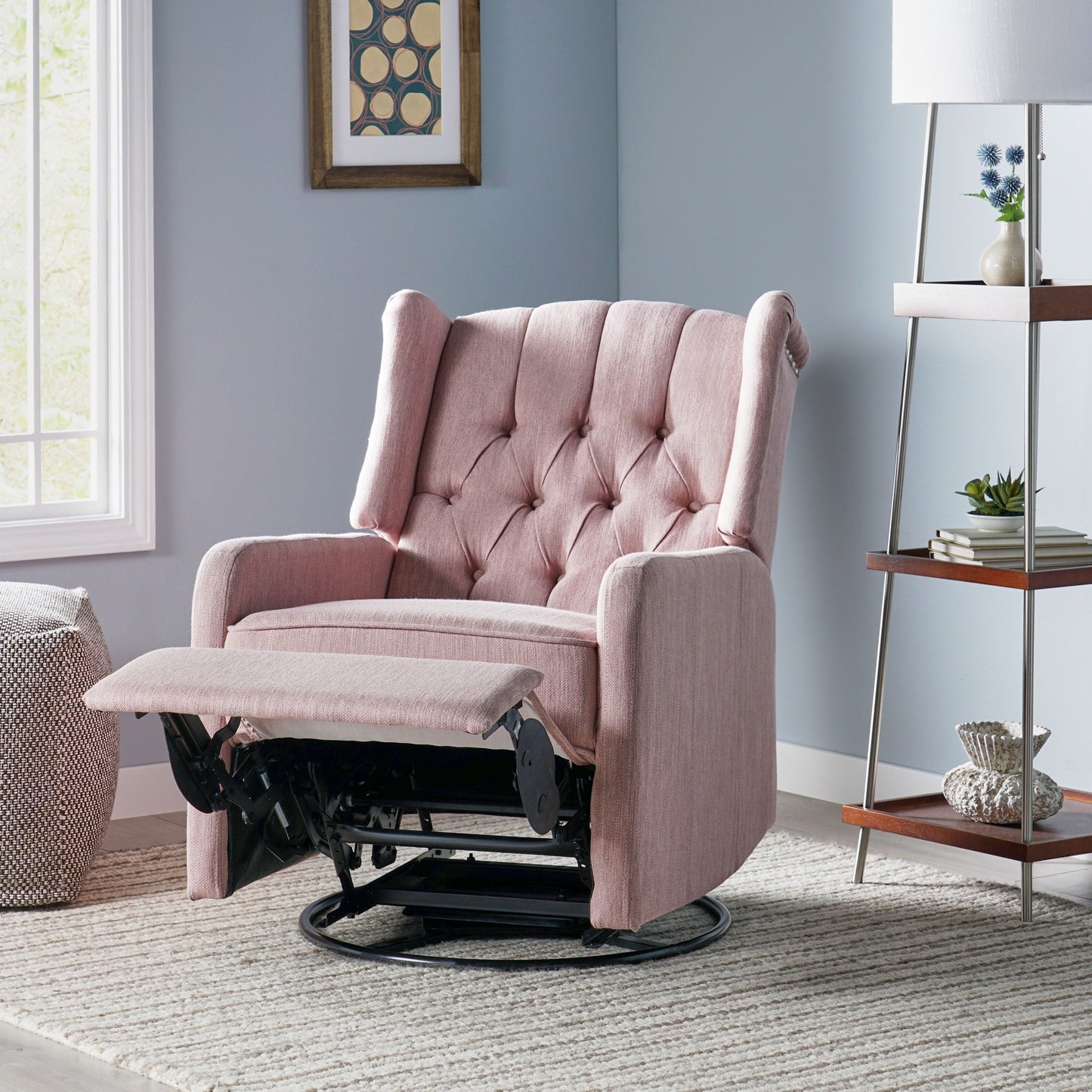 Fauteuil inclinable pivotant capitonné contemporain Mohaven par Christopher Knight Home