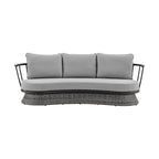 Ensemble de salon de jardin moderne Monk en osier gris et aluminium, 4 pièces, avec chaises pivotantes