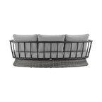 Ensemble de salon de jardin moderne Monk en osier gris et aluminium, 4 pièces, avec chaises pivotantes