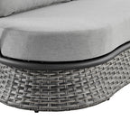 Ensemble de salon de jardin moderne Monk en osier gris et aluminium, 4 pièces, avec chaises pivotantes