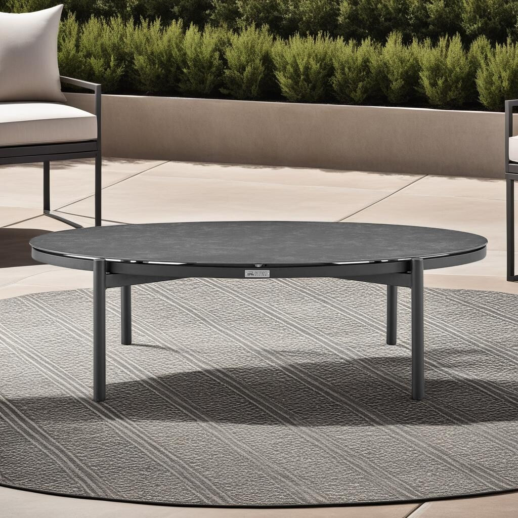 Ensemble de salon de jardin moderne Monk en osier gris et aluminium, 4 pièces, avec chaises pivotantes