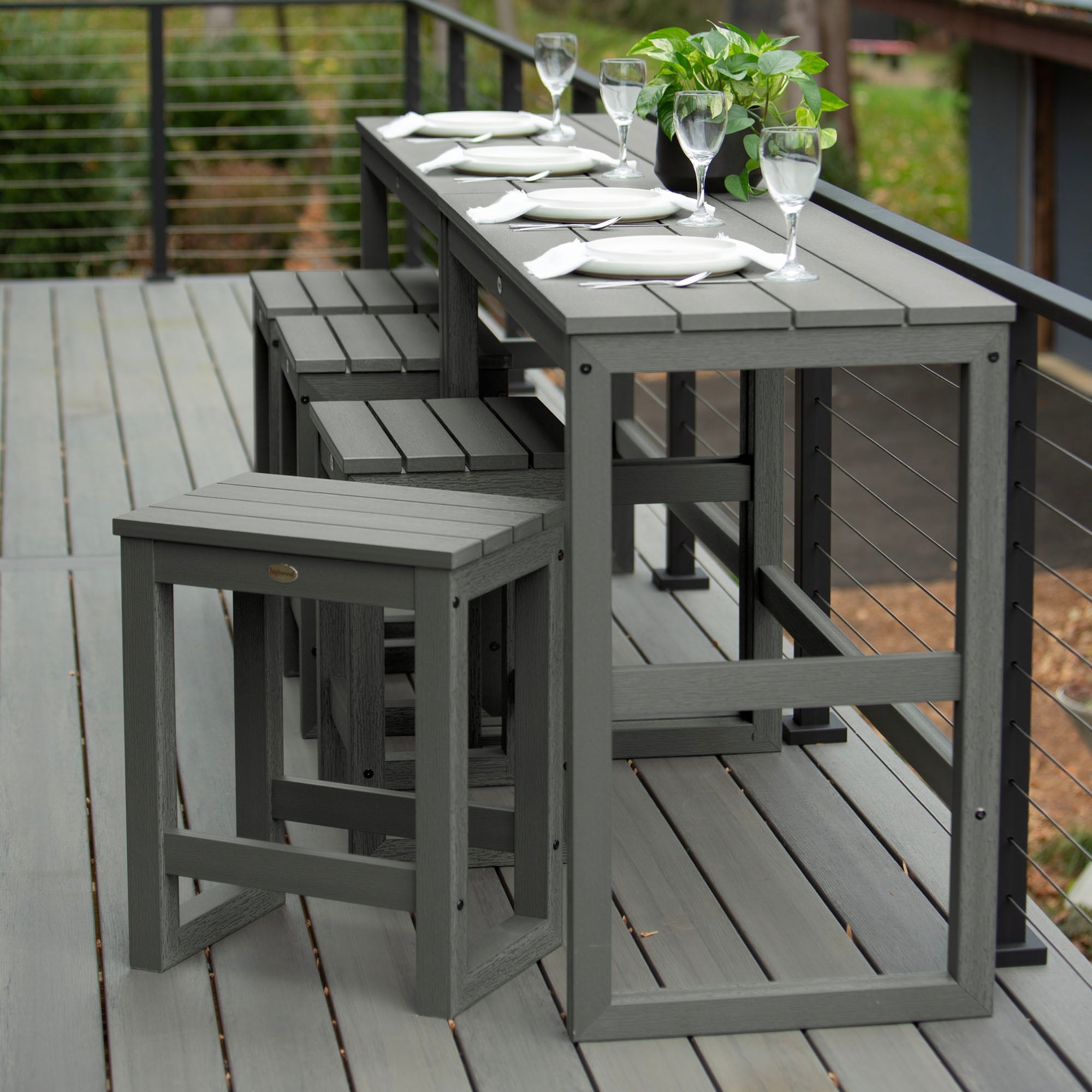 Ensemble de 6 tabourets et table de balcon modernes à hauteur de comptoir HIGHWOOD Monroe - N/A