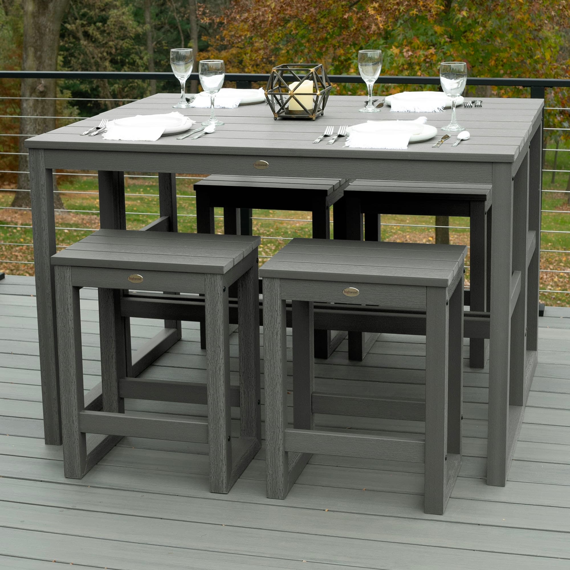 Ensemble de 6 tabourets et table de balcon modernes à hauteur de comptoir HIGHWOOD Monroe - N/A