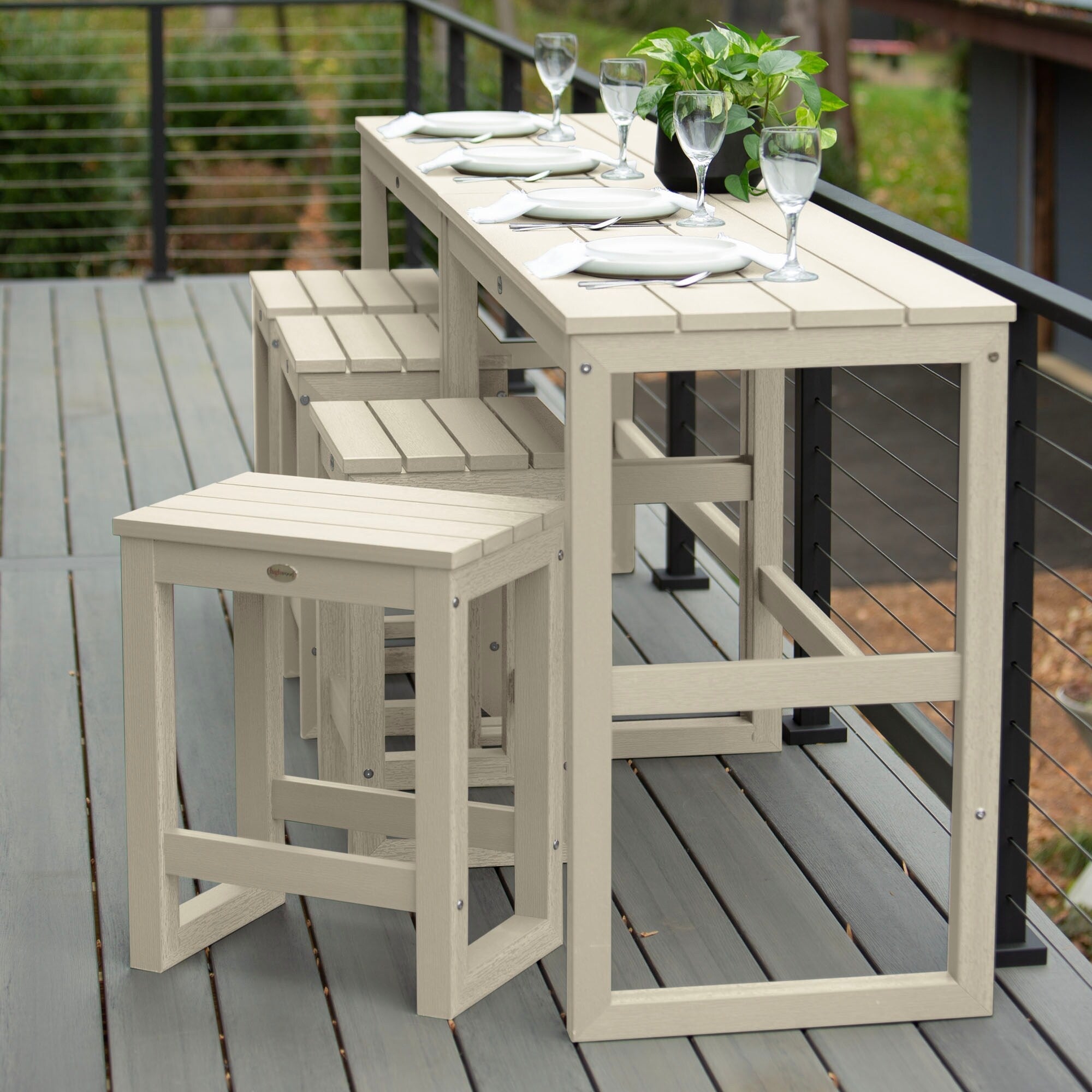 Ensemble de 6 tabourets et table de balcon modernes à hauteur de comptoir HIGHWOOD Monroe - N/A