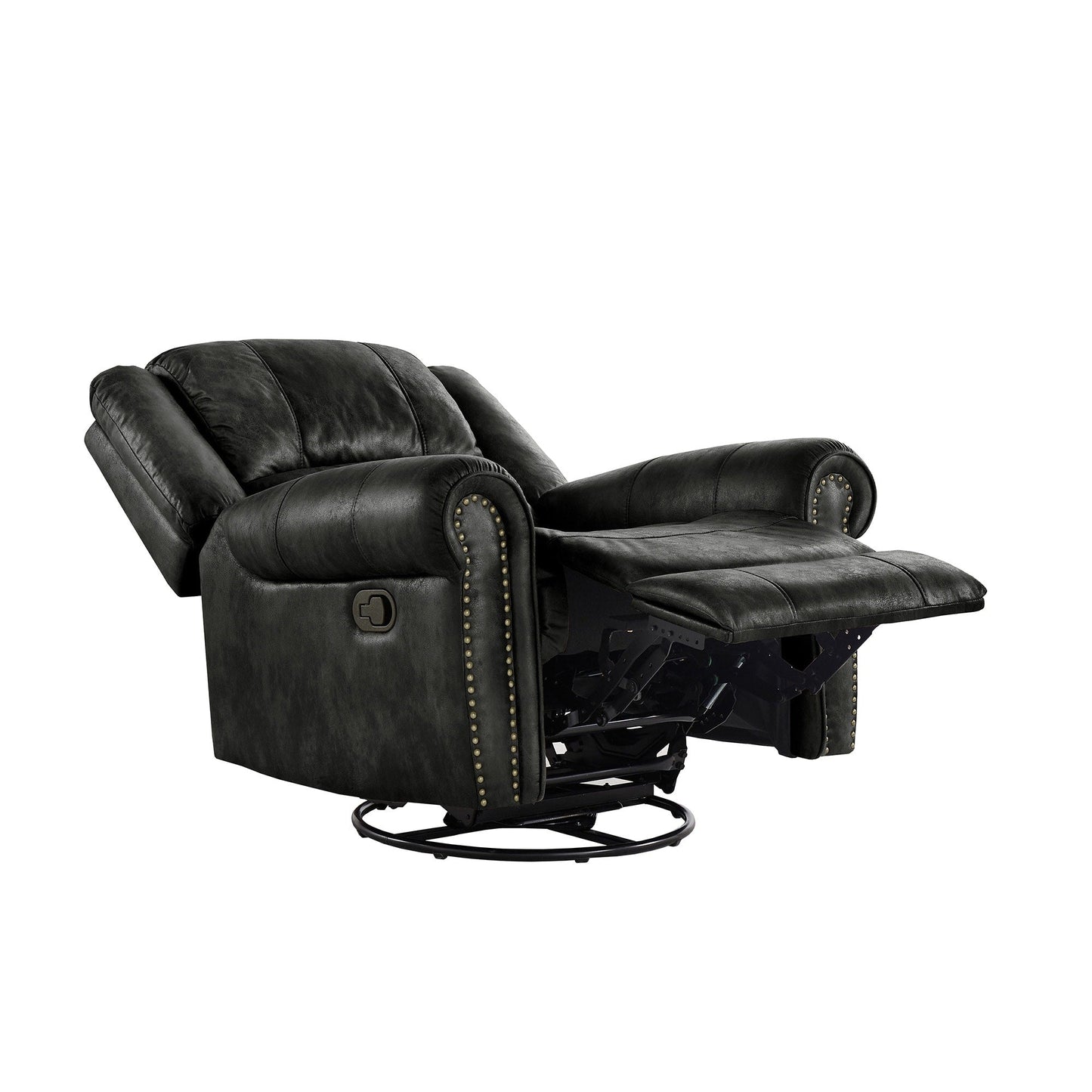Fauteuil inclinable pivotant Monroe en microfibre polie avec tête de clou par iNSPIRE Q Classic