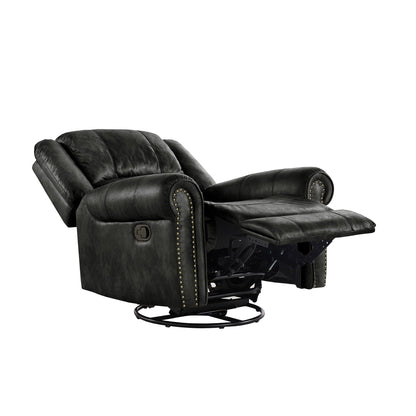 Fauteuil inclinable pivotant Monroe en microfibre polie avec tête de clou par iNSPIRE Q Classic