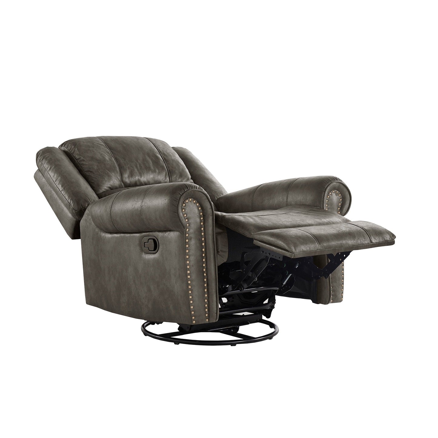 Fauteuil inclinable pivotant Monroe en microfibre polie avec tête de clou par iNSPIRE Q Classic