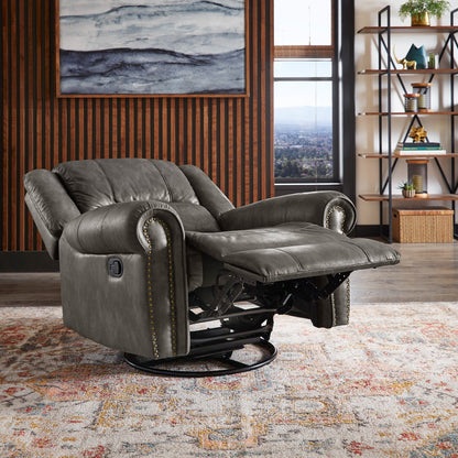 Fauteuil inclinable pivotant Monroe en microfibre polie avec tête de clou par iNSPIRE Q Classic