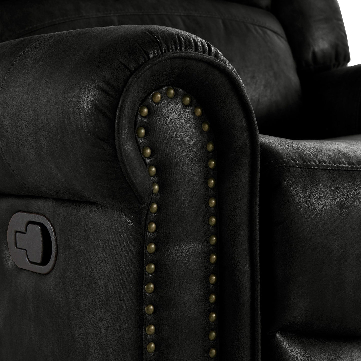 Fauteuil inclinable pivotant Monroe en microfibre polie avec tête de clou par iNSPIRE Q Classic