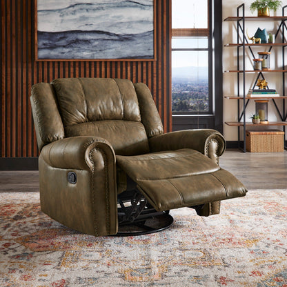 Fauteuil inclinable pivotant Monroe en microfibre polie avec tête de clou par iNSPIRE Q Classic