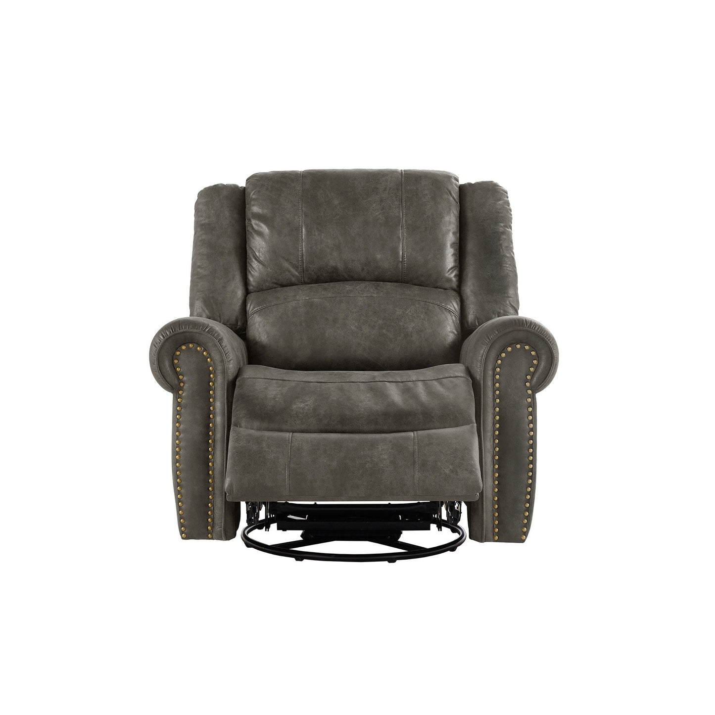 Fauteuil inclinable pivotant Monroe en microfibre polie avec tête de clou par iNSPIRE Q Classic