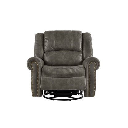Fauteuil inclinable pivotant Monroe en microfibre polie avec tête de clou par iNSPIRE Q Classic