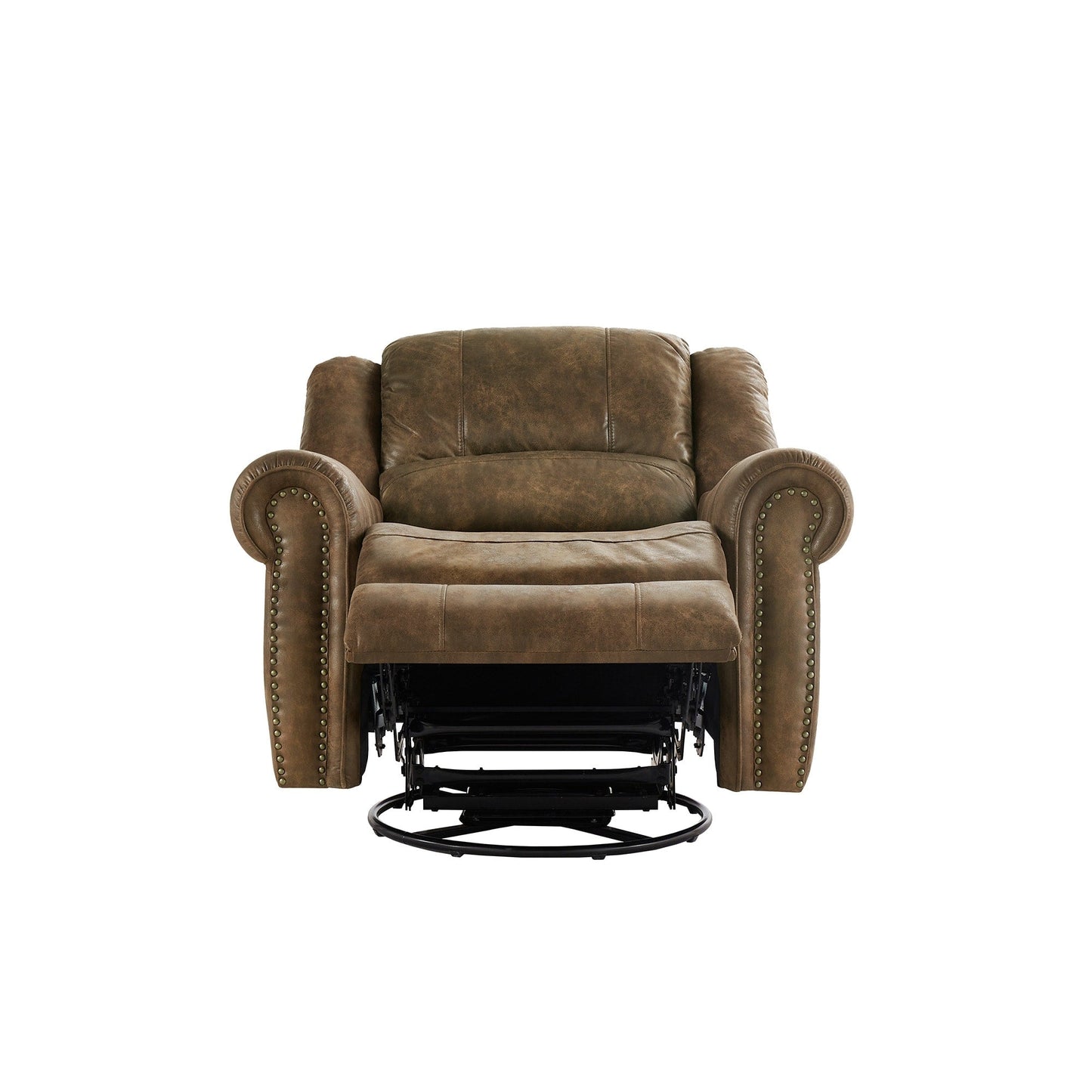 Fauteuil inclinable pivotant Monroe en microfibre polie avec tête de clou par iNSPIRE Q Classic
