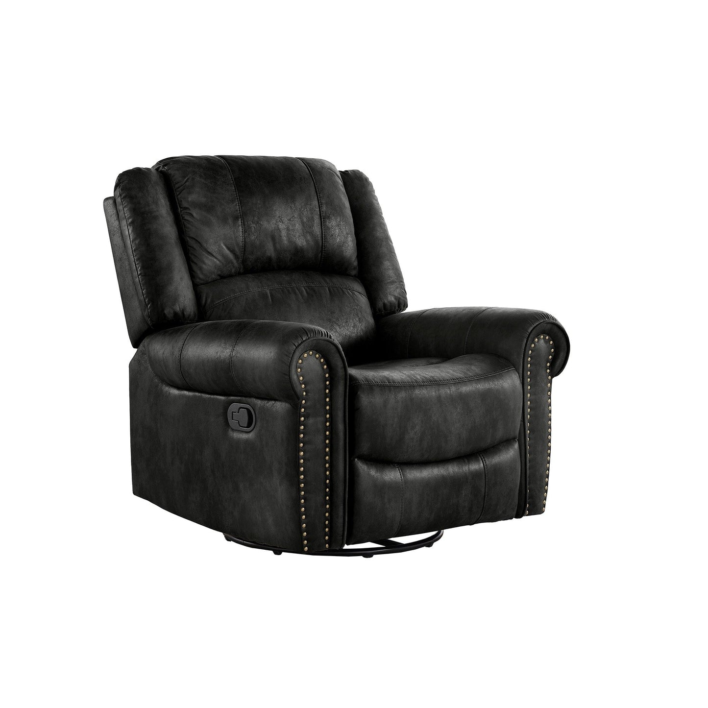 Fauteuil inclinable pivotant Monroe en microfibre polie avec tête de clou par iNSPIRE Q Classic