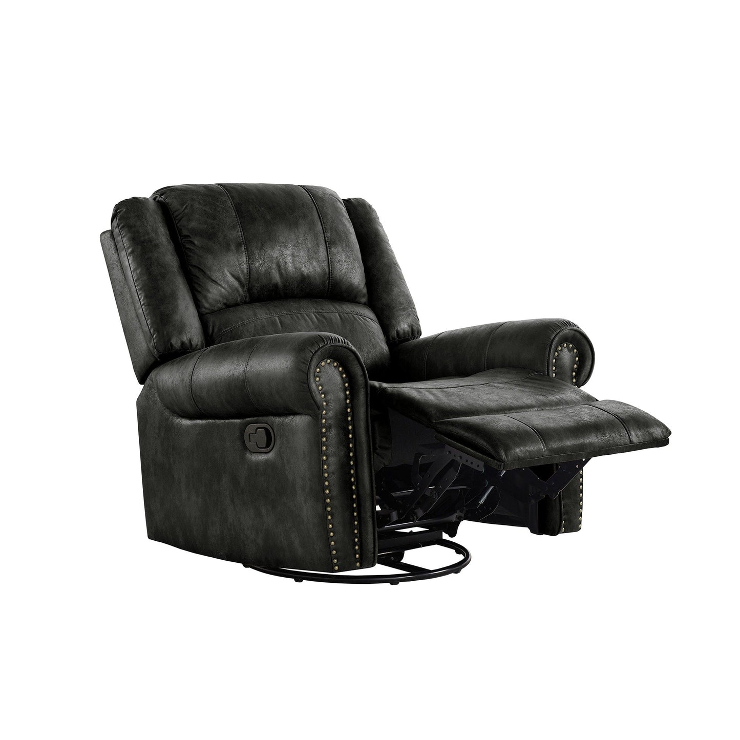 Fauteuil inclinable pivotant Monroe en microfibre polie avec tête de clou par iNSPIRE Q Classic